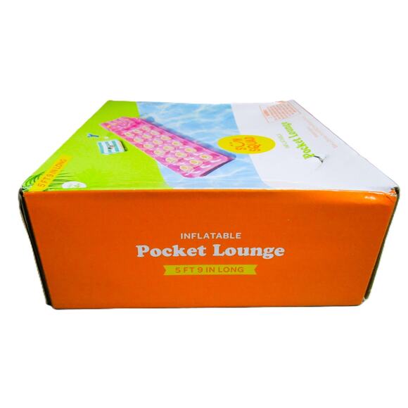 Sun Squad 18-Pocket Inflatable Lounge Adult Pool Float Intex Pink 5 ft 9 in long - Picture 3 of 3